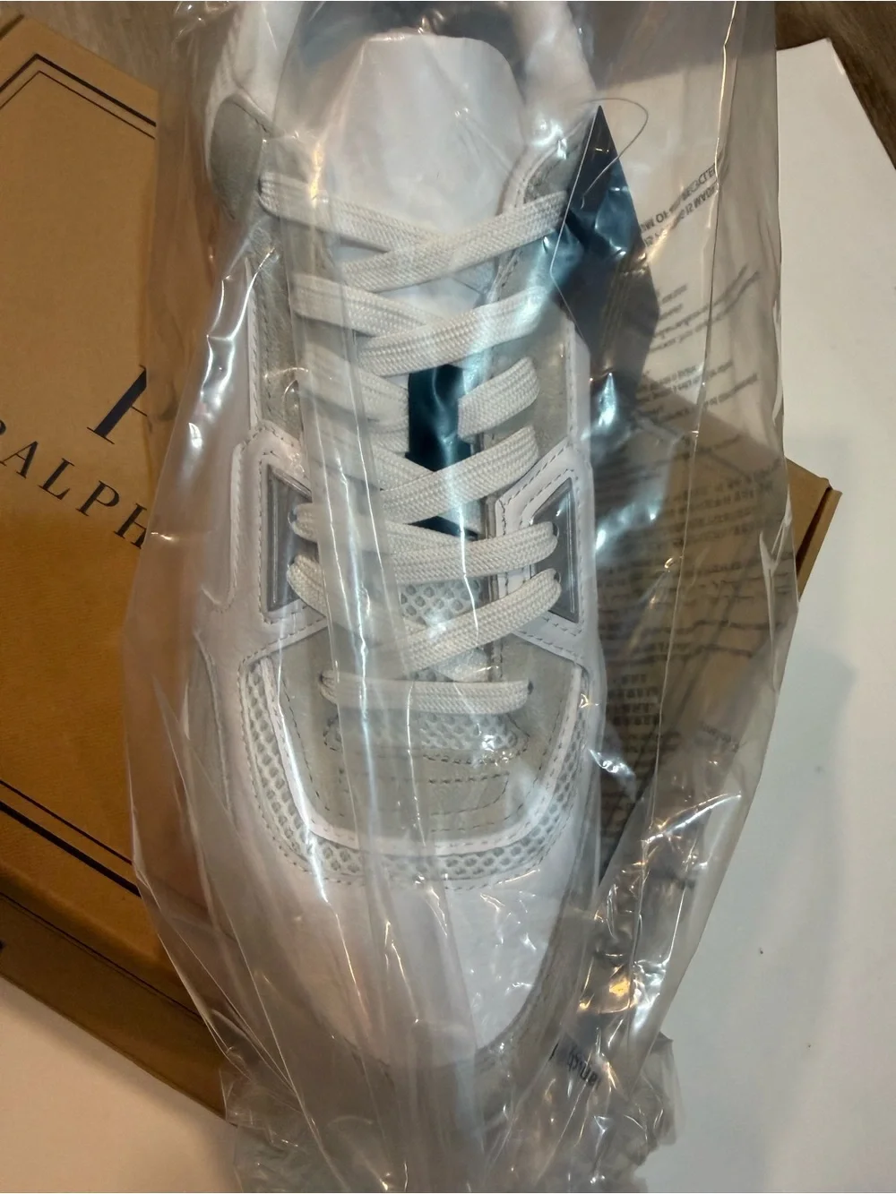 Polo/ Open Masters Leather-Paneled Sneaker/ LTL wHT/ BLK- leather/suede/ mesh/